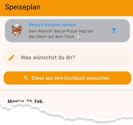 Wunschliste im Speiseplan