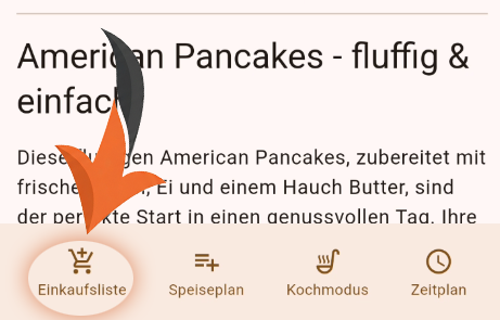 Zutaten im Jugendmodus zur Einkaufliste hinzufügen