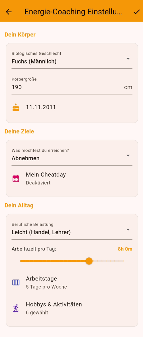 Die Ersteinrichtung: Körper, Ziele & Alltag